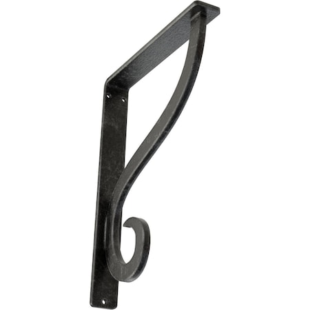 Ekena Millwork Ashford Single, Wrought Iron Bracket, (Single center brace), Antiqued Silv 1 1/2"W  x 7 1/2"D x 10"H BKTM01X07X10SASASV